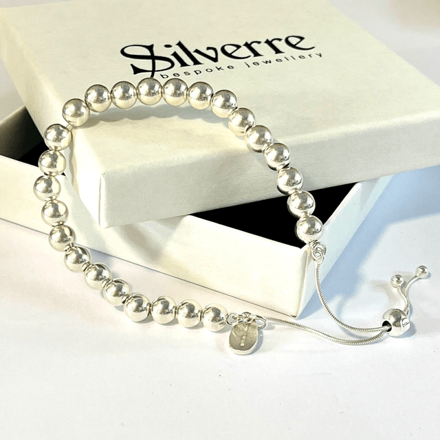 Adjustable Beaded Sterling Silver Bracelet