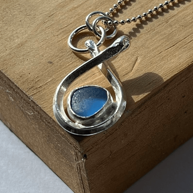 Ocean Tumbled Blue Sea Glass Pendant