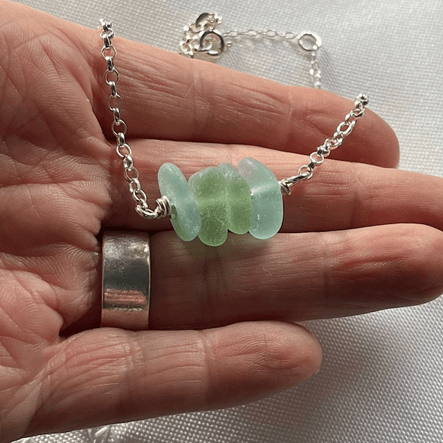 Quadruple Sea Glass Bar Necklace