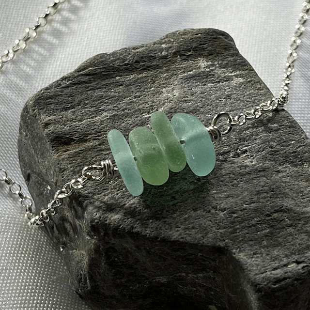 Quadruple Sea Glass Bar Necklace