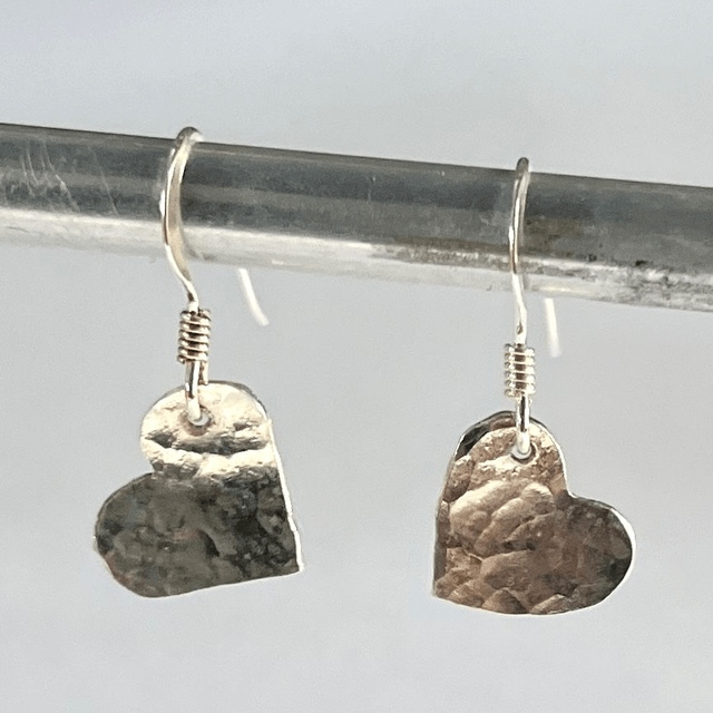 Sterling Silver Hearts With A Hammered Texture