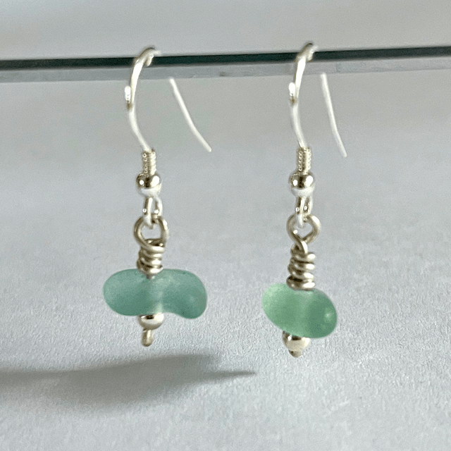 Aqua Sea Glass Earrings