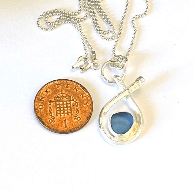Ocean Tumbled Blue Sea Glass Pendant