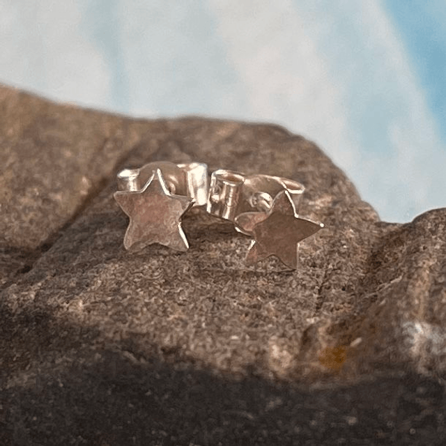 Tiny Silver Star Earring Studs.