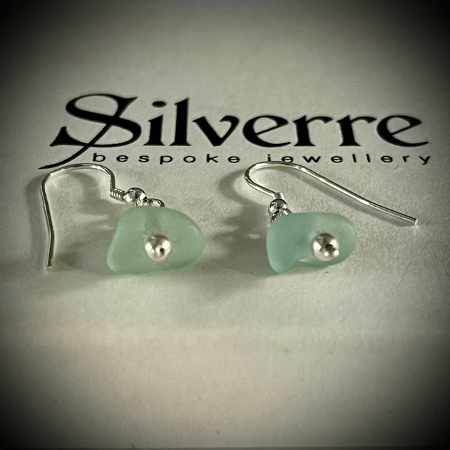 Aqua Sea Glass Earrings
