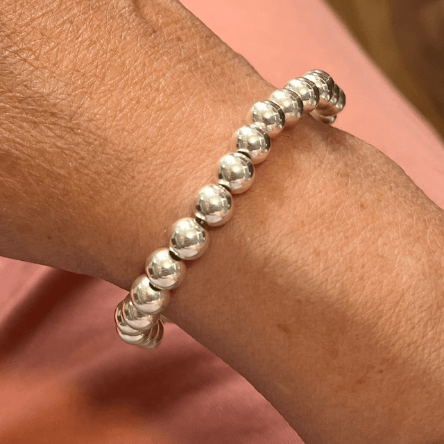 Adjustable Beaded Sterling Silver Bracelet