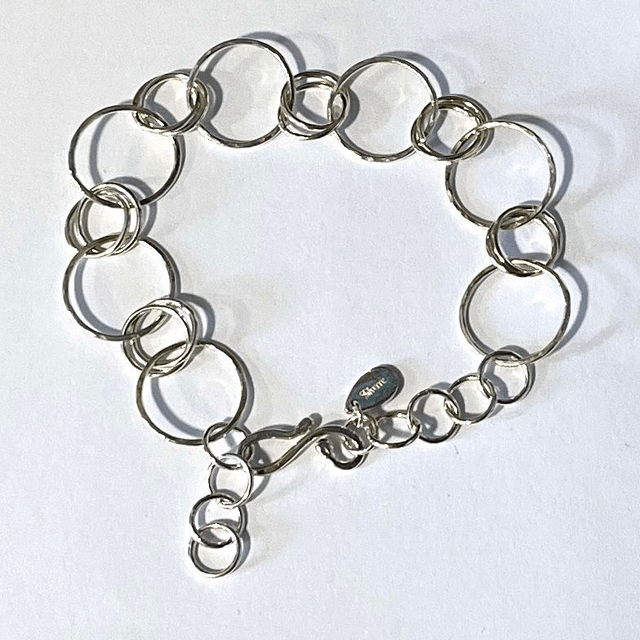 Handmade Sterling Silver Bracelet with Hammered Rings
