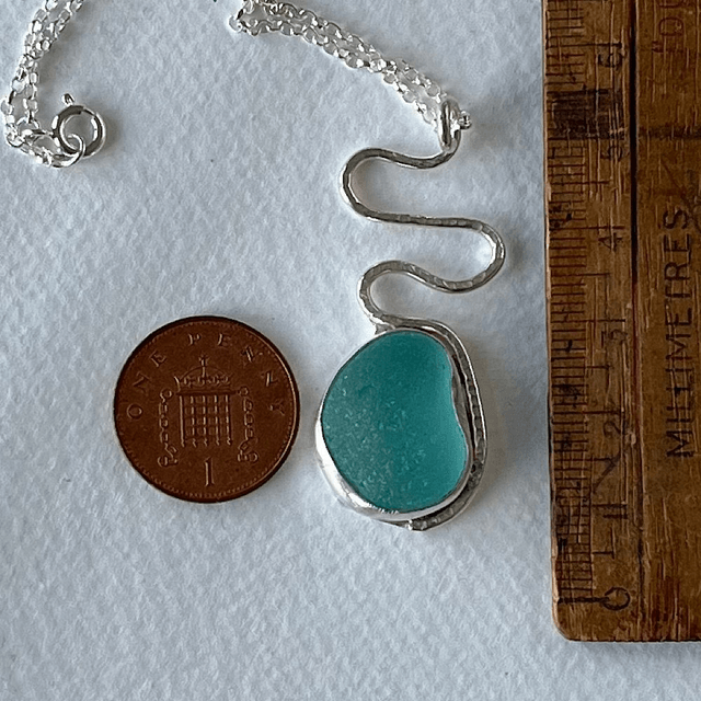 Aqua Blue Sea Glass Pendant