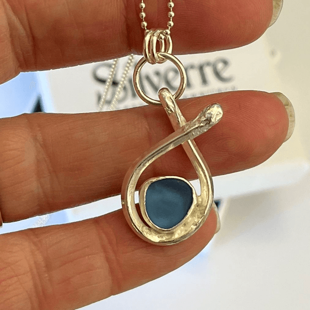 Ocean Tumbled Blue Sea Glass Pendant