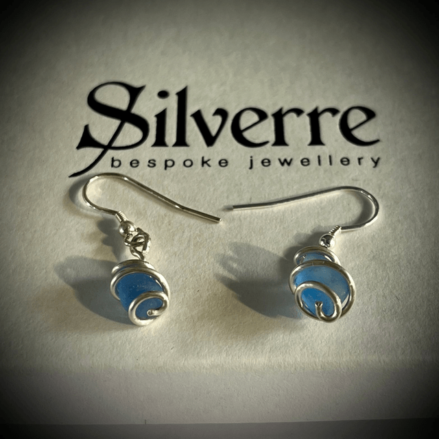 Cornflower Blue Sea Glass Earrings