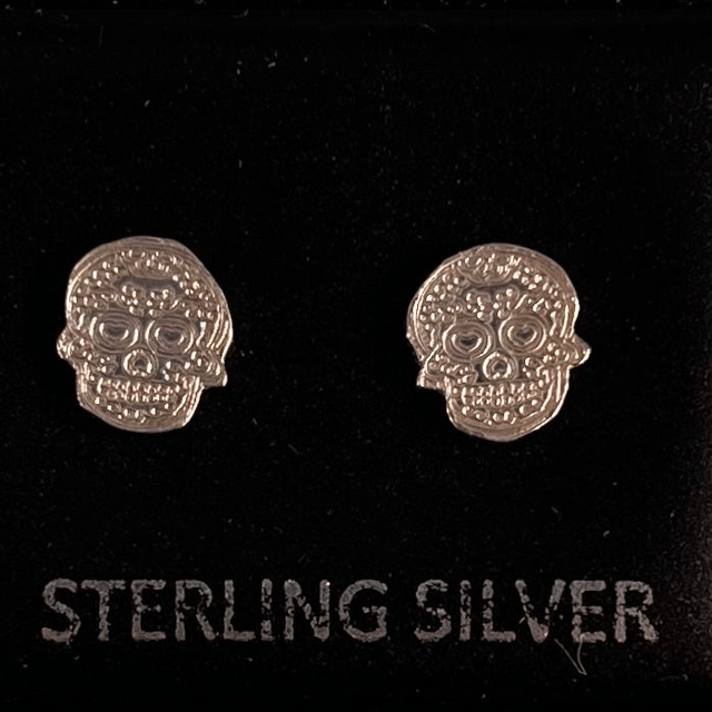 Sterling Silver Skull Earrings.