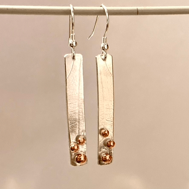 Sterling Silver Earrings with tiny Copper Balls.