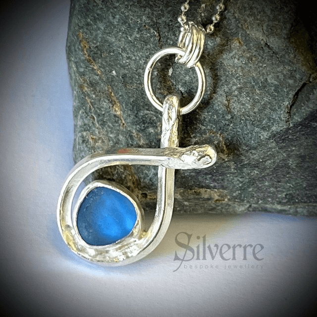 Ocean Tumbled Blue Sea Glass Pendant